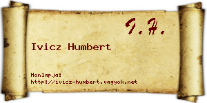 Ivicz Humbert névjegykártya